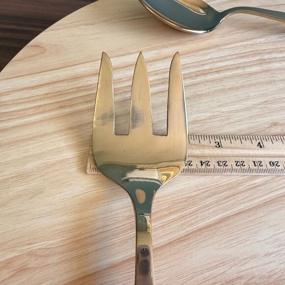 Star Of Siam Gold-Tone Serving Spoon & Fork Set With Ornate Handles - Picture 10 of 10